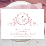 Elegant Burgundy Monogram Wedding Calligraphy Save The Date<br><div class="desc">Announce your wedding date with this striking wedding save the date card featuring exquisite hand drawn botanical monogram elegantly framing couples initials in burgundy hues. Simple, elegant, timeless and clean style with hand written calligraphy details. Back with beautiful watercolor wash background in burgundy, desert rose and blush pink hues and...</div>