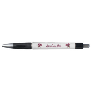 Elegant Burgundy Morning Glory Name Pen