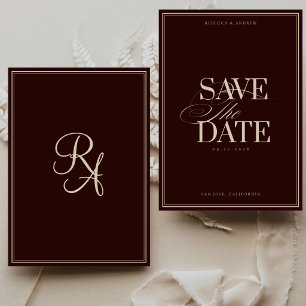  Elegant Burgundy Old Money Photo Luxury Wedding  Save The Date