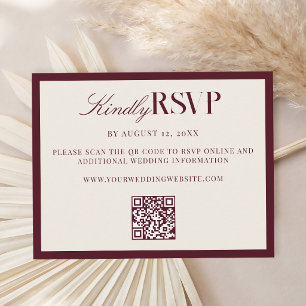 Elegant Burgundy Old Money Wedding RSVP Card