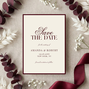 Elegant Burgundy Old Money Wedding Save The Date