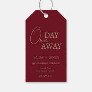 Elegant Burgundy One Day Away Rehearsal Dinner  Gift Tags