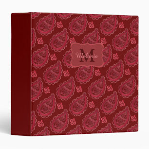 Elegant Burgundy Paisley Pattern Personalised Binder