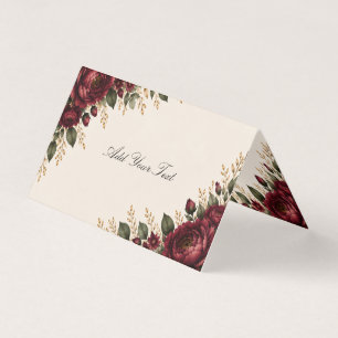 Elegant Burgundy Peony Wedding Folded Card