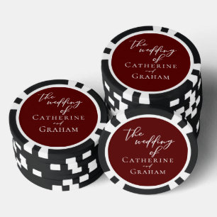 Elegant Burgundy Personalized Wedding Poker Chips
