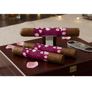 Elegant Burgundy Petals Wedding Custom Cigar Wrap