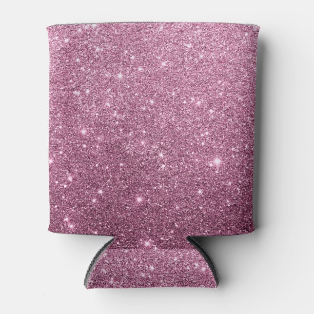 Elegant burgundy pink abstract girly glitter can cooler (Front)