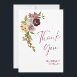 Elegant Burgundy Pink Floral 40th Birthday Thank You Card<br><div class="desc">An elegant 40th birthday thank you card featuring a burgundy pink floral watercolor on a white background.</div>