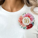 Elegant Burgundy Pink Floral Peonies Sweet 16   4 Inch Round Button<br><div class="desc">Elegant burgundy,  pink,  and peach peonies Sweet 16 birthday party custom button. Personalized with the age of the guest of honour. Contact me for assistance with your customizations or to request additional matching or coordinating Zazzle products for your event.</div>