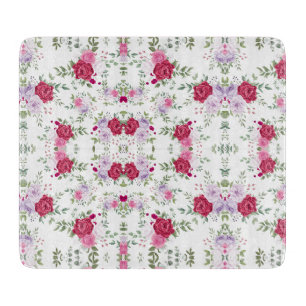 Elegant Burgundy & Pink Lavender Floral Garden Cutting Board
