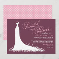 Elegant Burgundy Pink Wedding Gown Bridal Shower