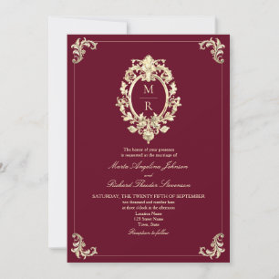 Elegant Burgundy QR Code Wedding Invitation