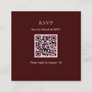 Elegant Burgundy Quinceanera QR Code RSVP Enclosure Card