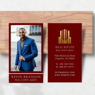Elegant Burgundy Real Estate Business Card