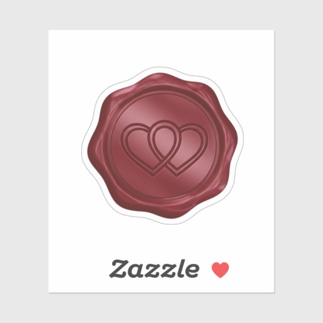 Elegant Burgundy Red Faux Wax Seal Heart Envelope  (Sheet)