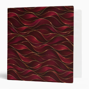 Elegant Burgundy Red Marble Waves with Gold Accent Binder