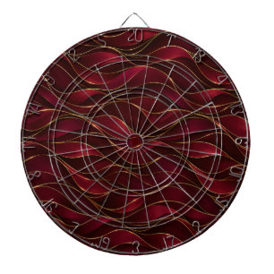Elegant Burgundy Red Marble Waves with Gold Accent Dartboard