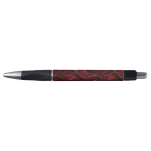 Elegant Burgundy Red Marble Waves with Gold Accent Pen