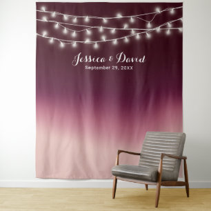 Elegant Burgundy Red Ombre Wedding Backdrops Tapestry