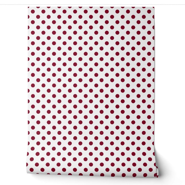 Elegant Burgundy Red Polka Dots Wallpaper (Unrolling)
