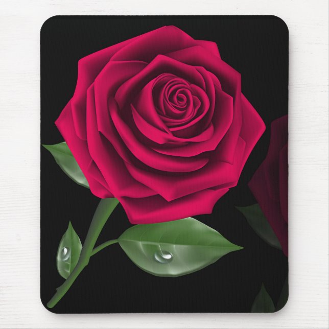 Elegant Burgundy Red Rose Flower Mouse Pad (Front)