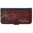 Elegant Burgundy Red Silver Swirl Personalized