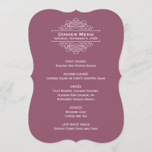 Elegant Burgundy Red Wedding Monogram Dinner Menu