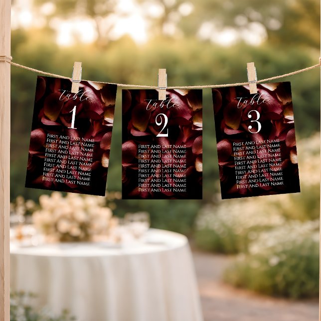 Elegant Burgundy Romantic Rose Seating Chart Card (Creator Uploaded)
