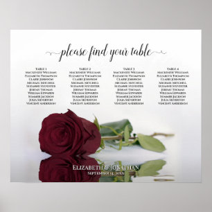 Elegant Burgundy Rose 4 Table Seating Chart