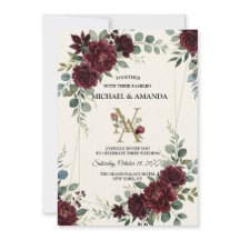 Elegant Burgundy Rose Floral Botanical Wedding
