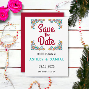Elegant burgundy rose floral Wedding Save the Date Invitation