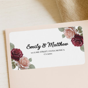 Elegant Burgundy Rose Return Address Labels