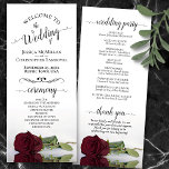 Elegant Burgundy Rose Simple Romantic Wedding Program<br><div class="desc">This beautiful wedding program features an elegant design with a single long stemmed burgundy, maroon, or wine red coloured rose lying on its side reflecting in water. The titles are written in fancy script calligraphy, and there is space for your ceremony and wedding party details, as well as a short...</div>