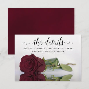 Elegant Burgundy Rose Wedding Details Website Enclosure Card