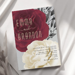 Elegant Burgundy Rose Wedding Invitation