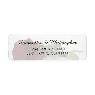 Elegant Burgundy Rose Wedding Return Address