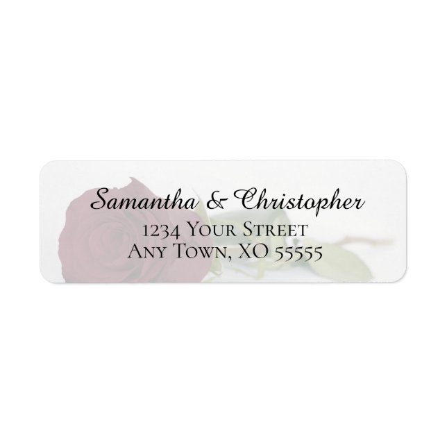 Elegant Burgundy Rose Wedding Return Address (Front)