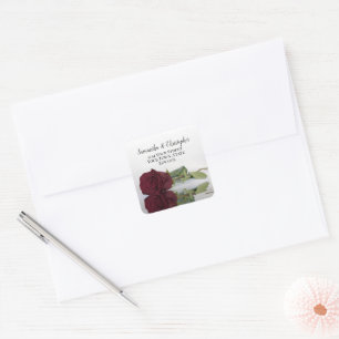 Elegant Burgundy Rose Wedding Return Address Seal