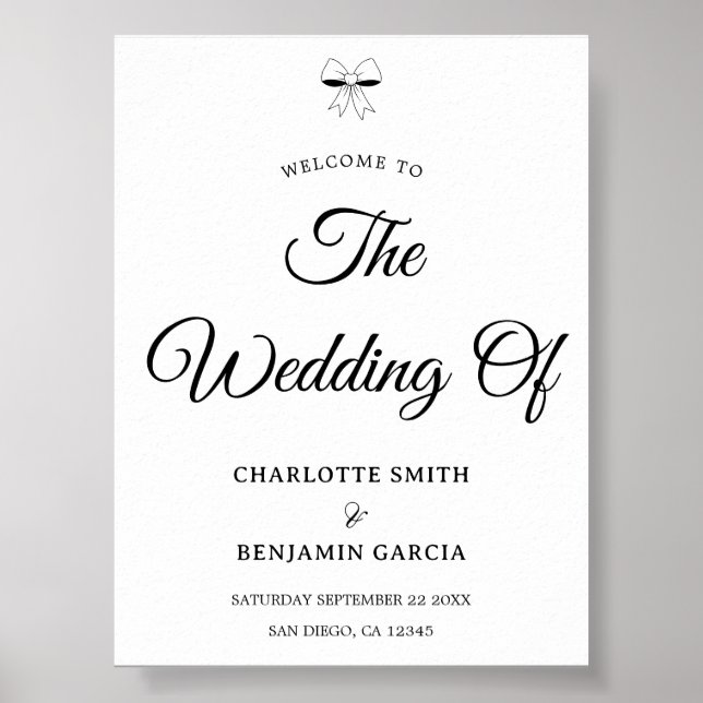Elegant Burgundy Script Cream Ivory Bow Wedding Poster (Front)