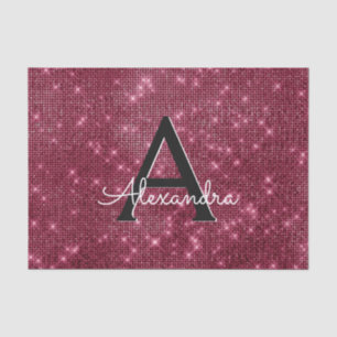 Elegant Burgundy Shimmer and Sparkle Monogram Tissue Paper