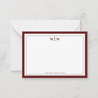Elegant Burgundy Silver Monogram Professional Card