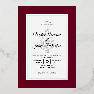 Elegant Burgundy Silver Winter Holiday Wedding