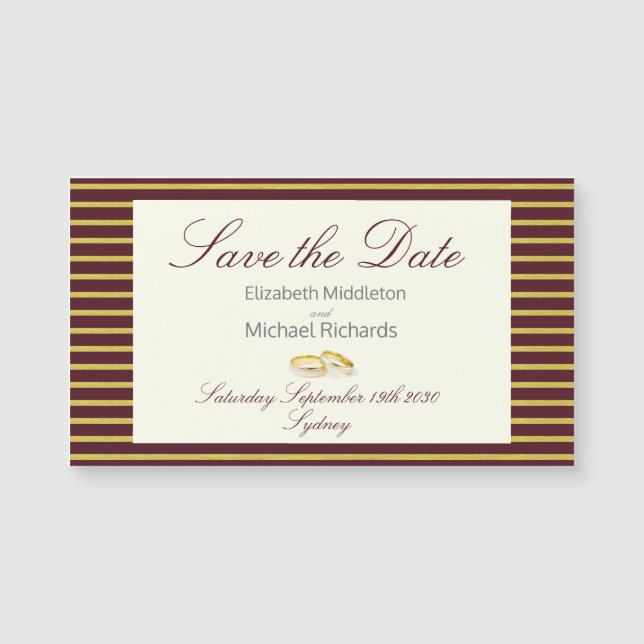 Elegant Burgundy Simple Wedding Save the Date (Front)