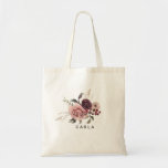 Elegant Burgundy Summer Floral Tote Bag<br><div class="desc">This elegant burgundy summer floral tote bag is the perfect wedding gift to present your bridesmaids with for a modern wedding. The design features beautiful burgundy blush bordeaux hand-drawn roses,  neatly arranged into attractive frames and bouquets.</div>