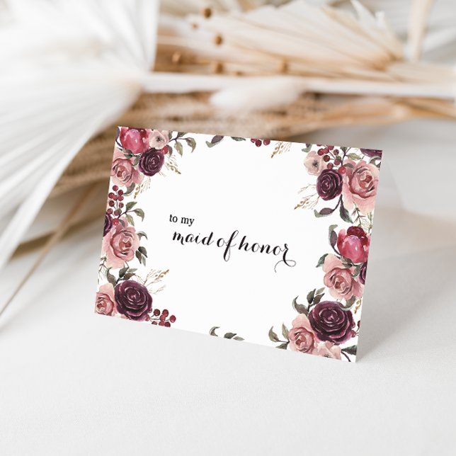 Elegant Burgundy Summer Maid of Honour Thank You (Creator Uploaded)
