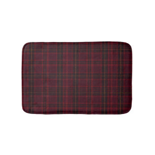 Elegant Burgundy Tartan Bath Mat