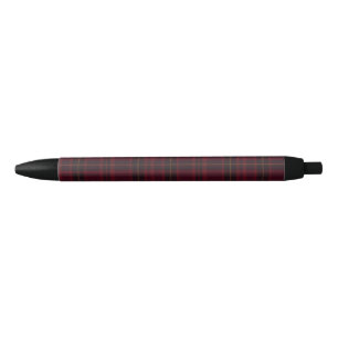 Elegant Burgundy Tartan Black Ink Pen