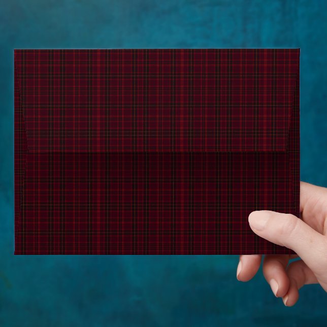 Elegant Burgundy Tartan Envelope (Hand)