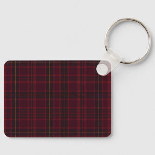 Elegant Burgundy Tartan Keychain