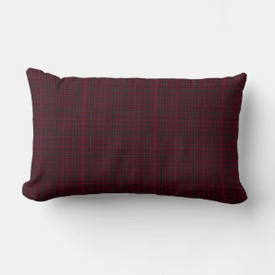 Elegant Burgundy Tartan Lumbar Pillow